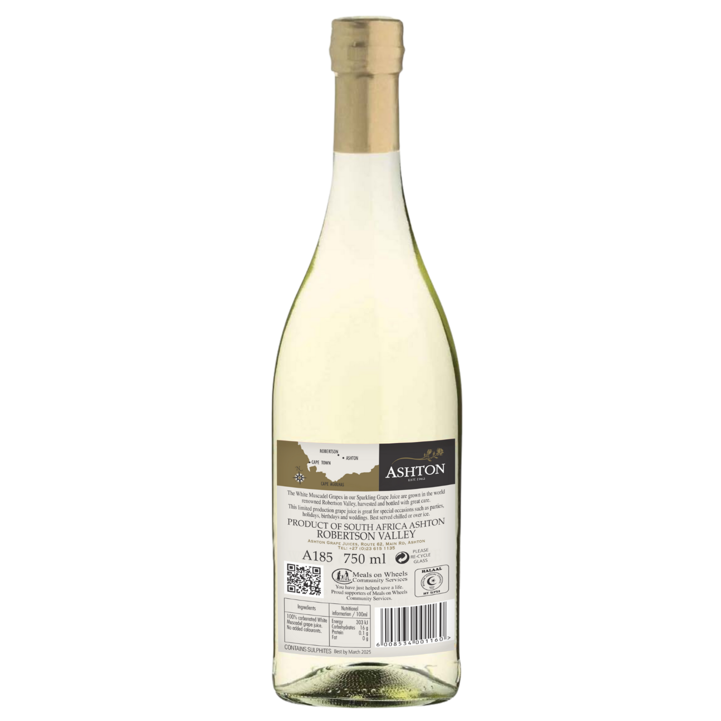 ASHTON Sparkling White Grape Juice - 750ml, Glass Bottle, Screw Cap-6 Bottles - Image 2