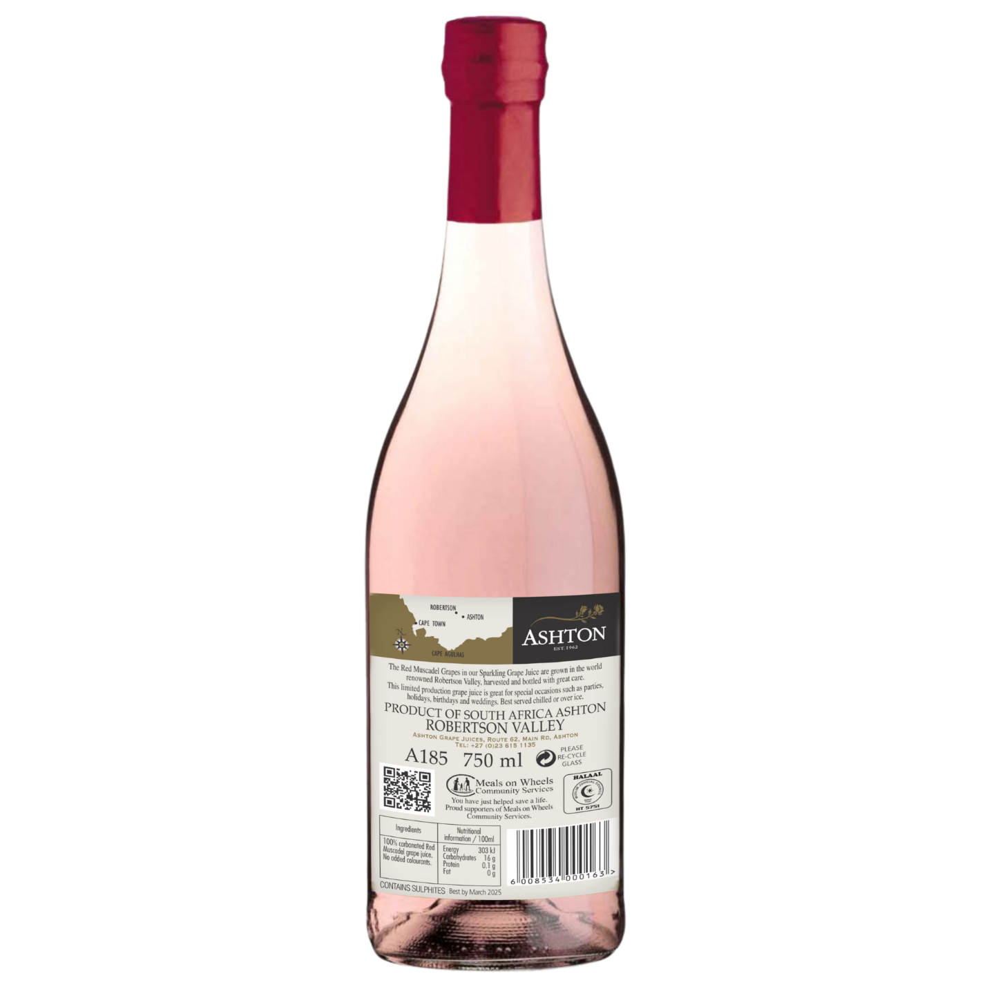 ASHTON Sparkling Red Grape Juice - 750ml, Glass Bottle, Screw Cap-6 Bottles - Image 2