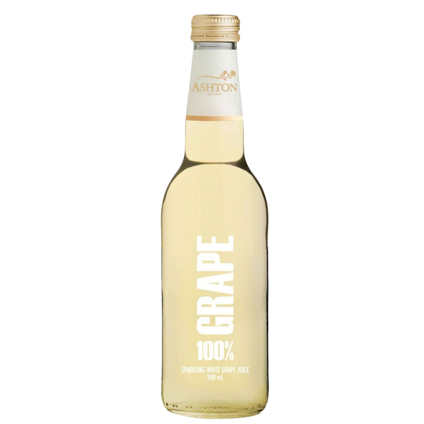 ASHTON Sparkling White Grape Juice - 340ml, Glass Bottle, Screw Cap