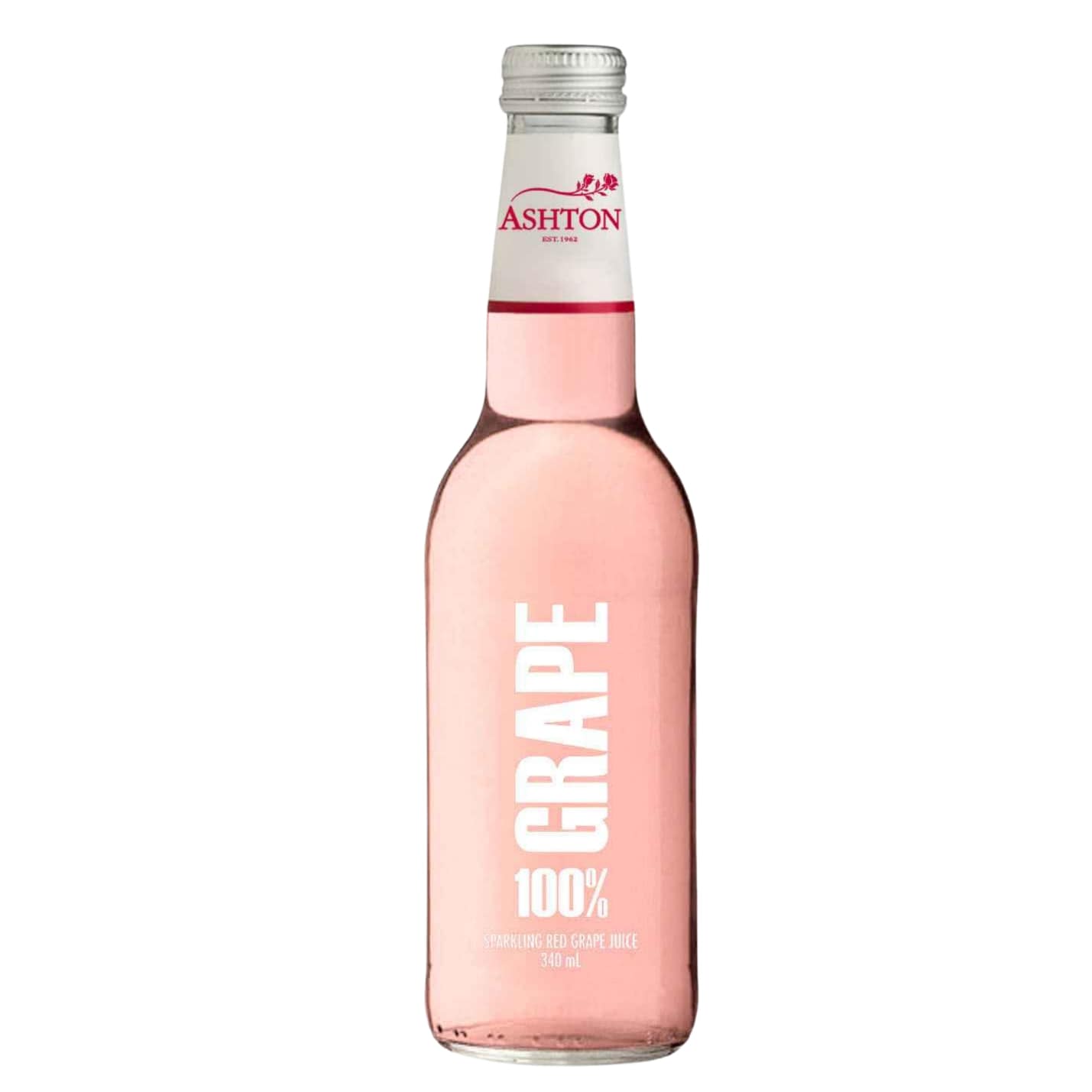 ASHTON Sparkling Red Grape Juice - 340ml, Glass Bottle, Screw Cap- 24 Bottles