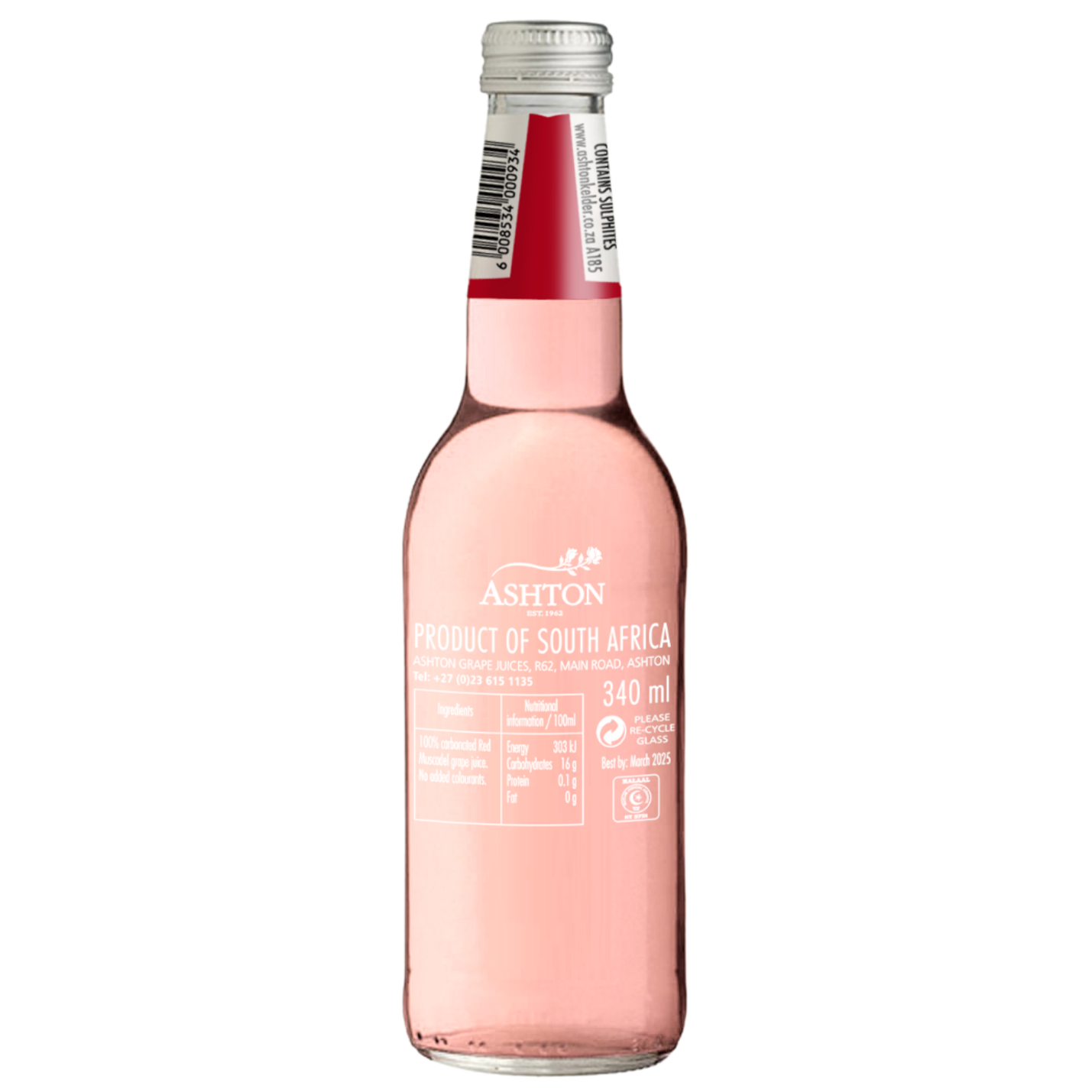 ASHTON Sparkling Red Grape Juice - 340ml, Glass Bottle, Screw Cap- 24 Bottles - Image 2